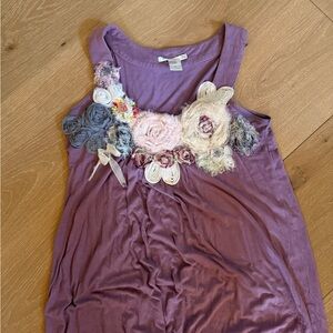 Floral Embellished Purple Tank Top